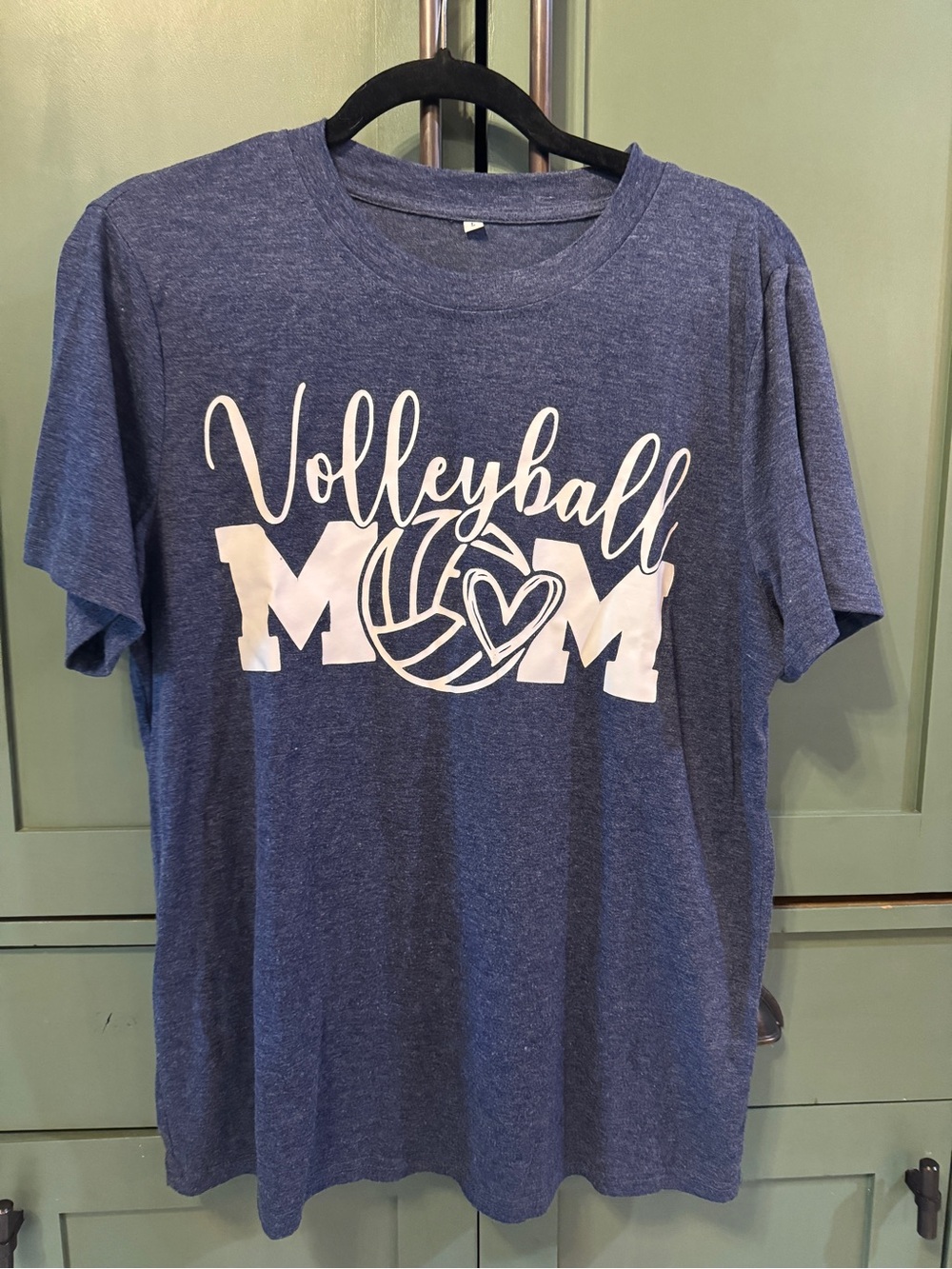 Volleyball Mom Graphic Tee - Navy Blue Heather
